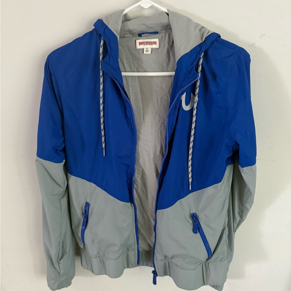 True Religion Blue and Gray Windbreaker